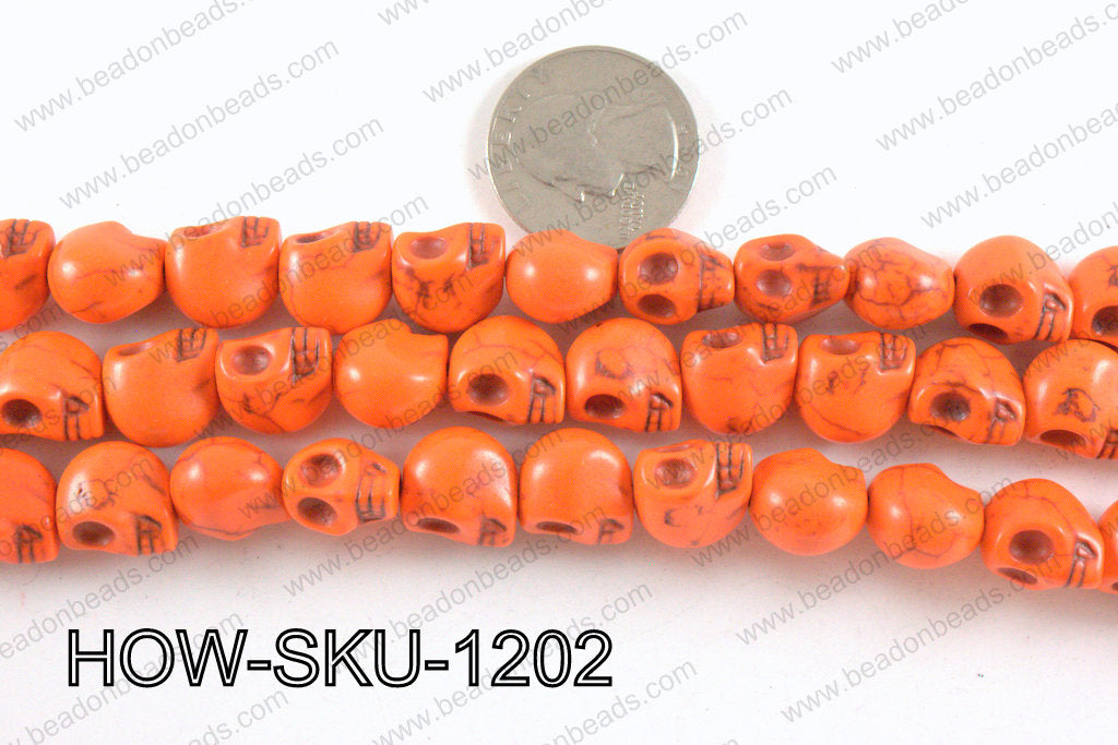 howlite skull orange 10x12mm HOW-SKU-1202
