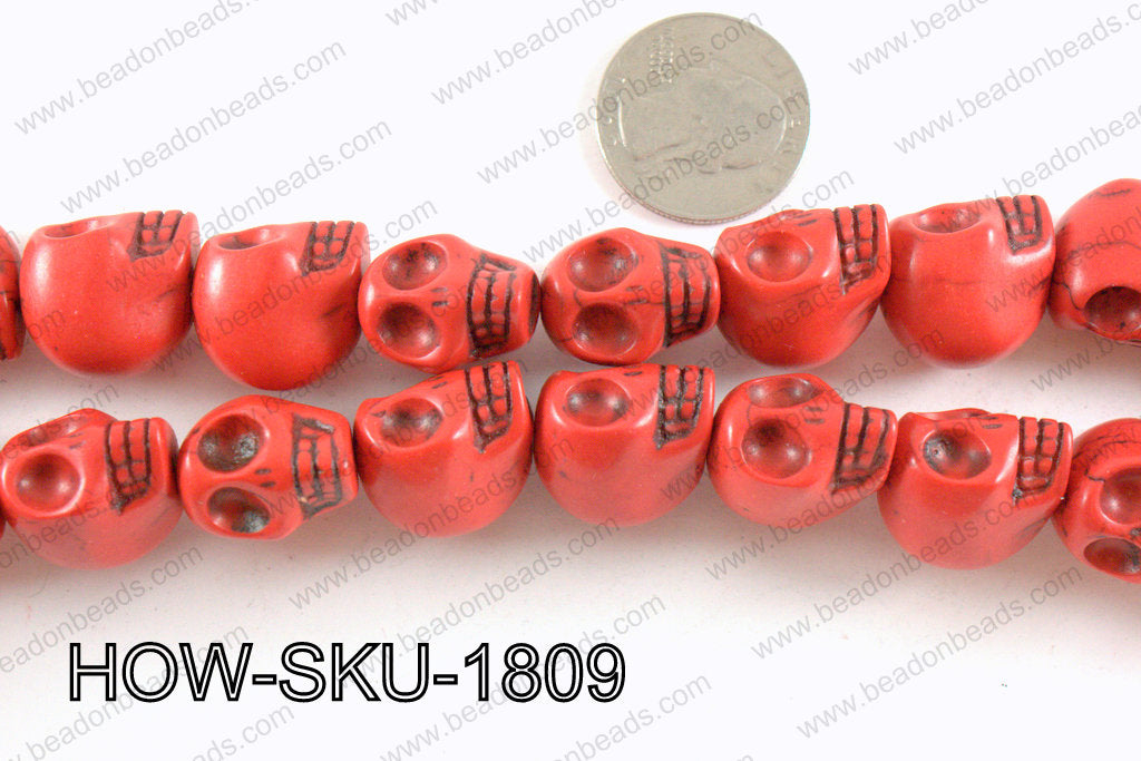 howlite skull red 14x18mm HOW-SKU-1809