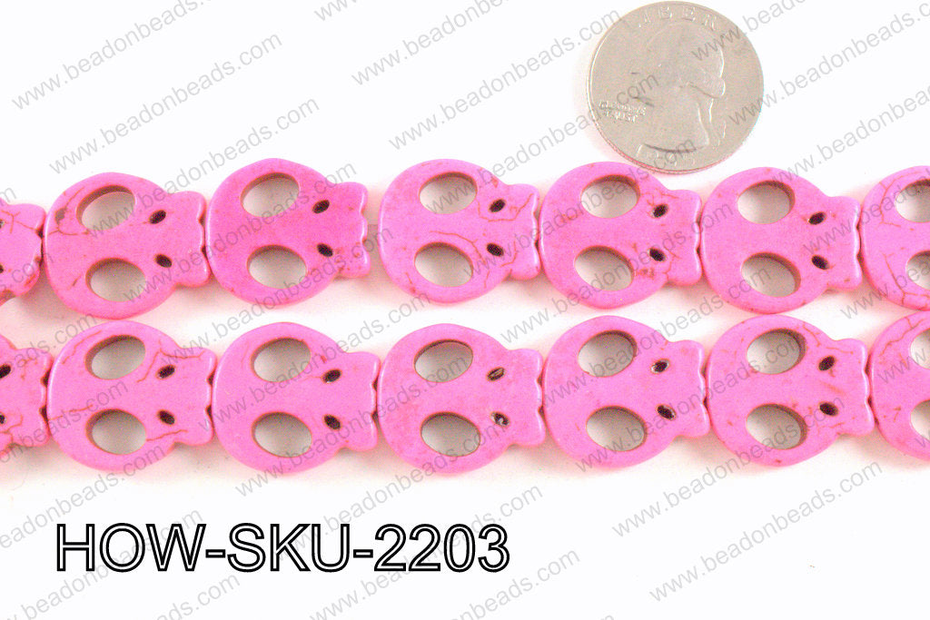 howlite skull hot pink 20x22 mm HOW-SKU-2203
