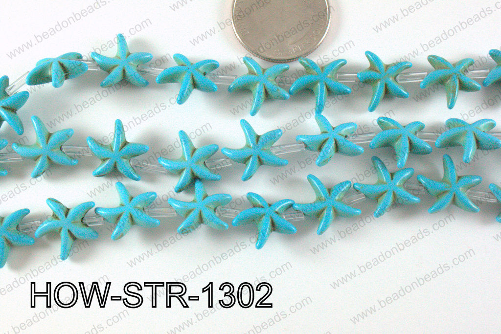 Howlite Starfish Turquoise 13mm HOW-STR-1302