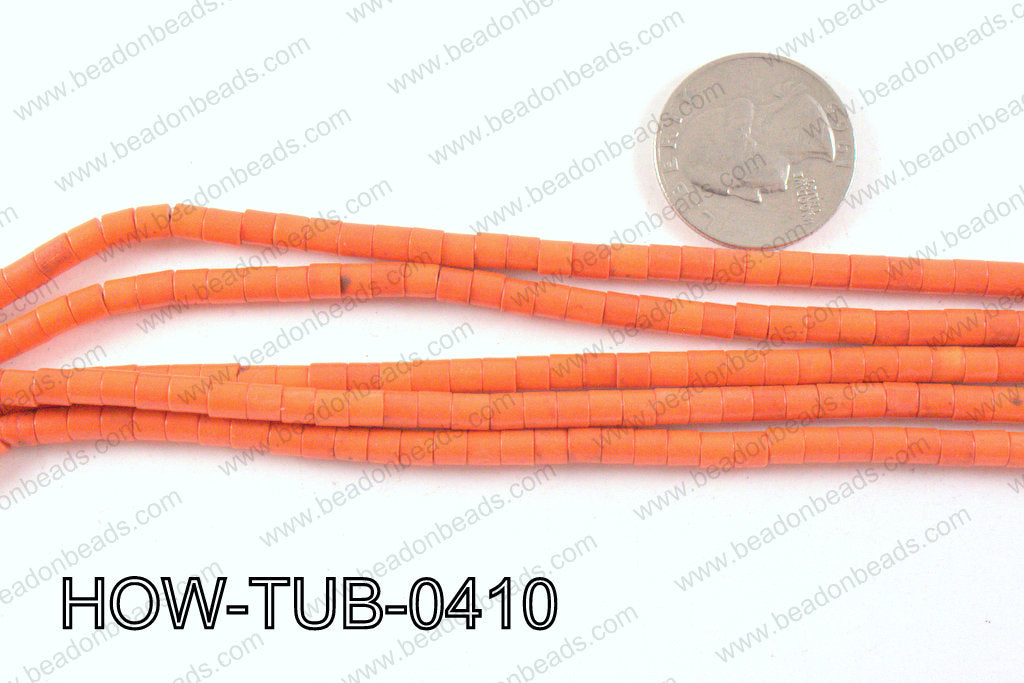 howlite tube orange 4x4mm HOW-TUB-0410
