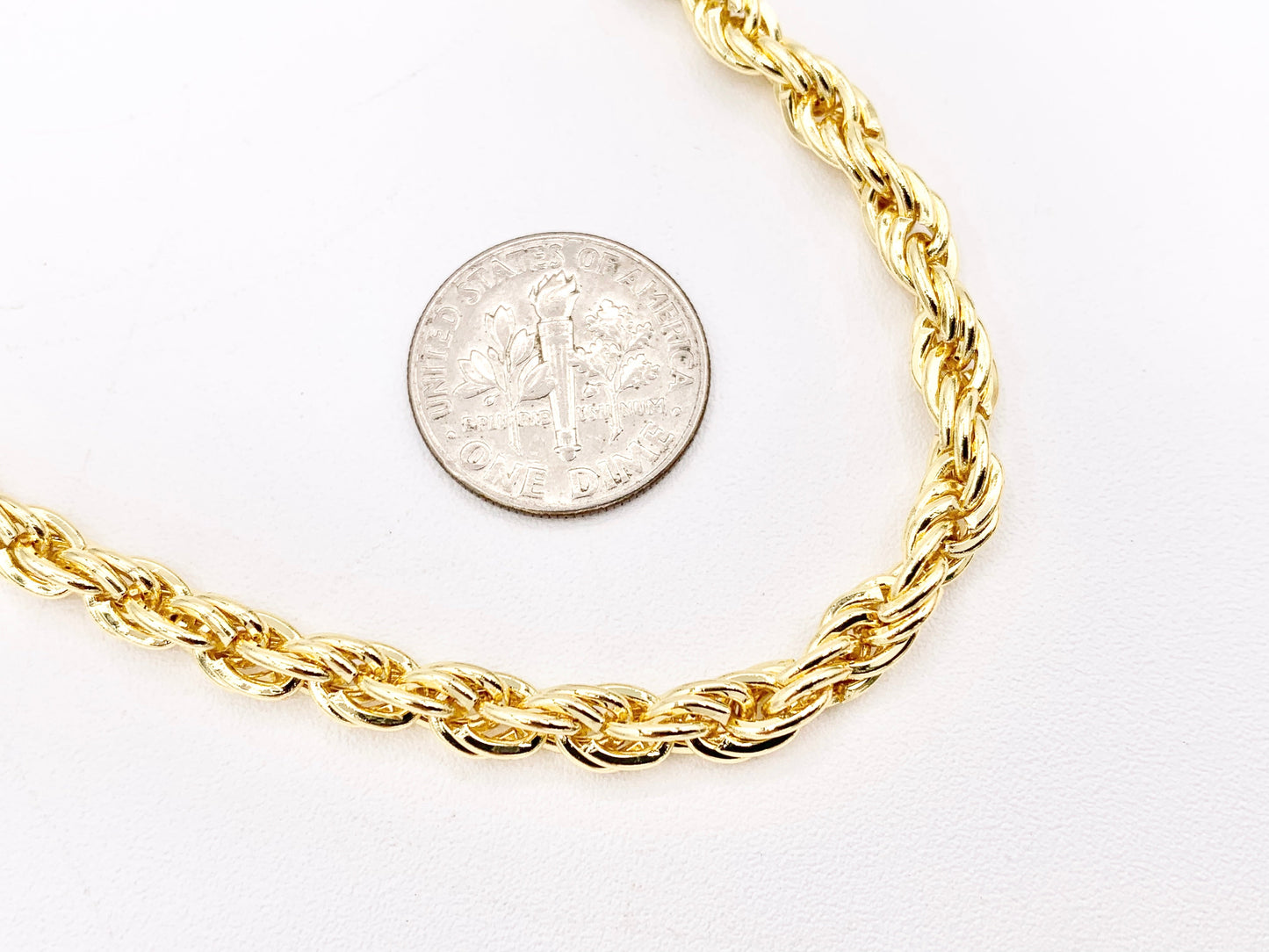 Rope Chain Necklace Gold Plated Copper Finished Necklace 17" with 2" Extension Link 3 PCS