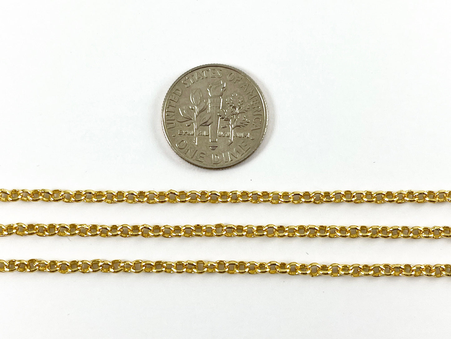 18K Gold Plated Brass Dainty Minimalist Rolo O Chain for Men and Women Necklace and Bracelet Making