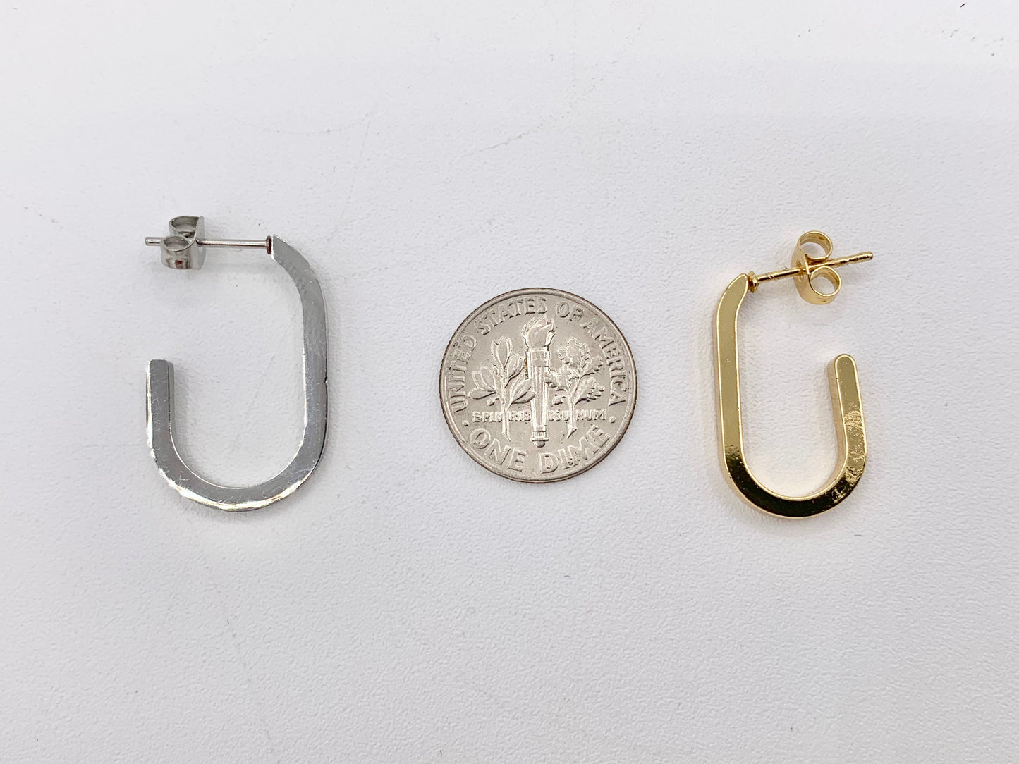 Stainless Steel U Shape Earrings Hoops in 18K Gold/Silver Plated Stainless Steel 4 PAIRS