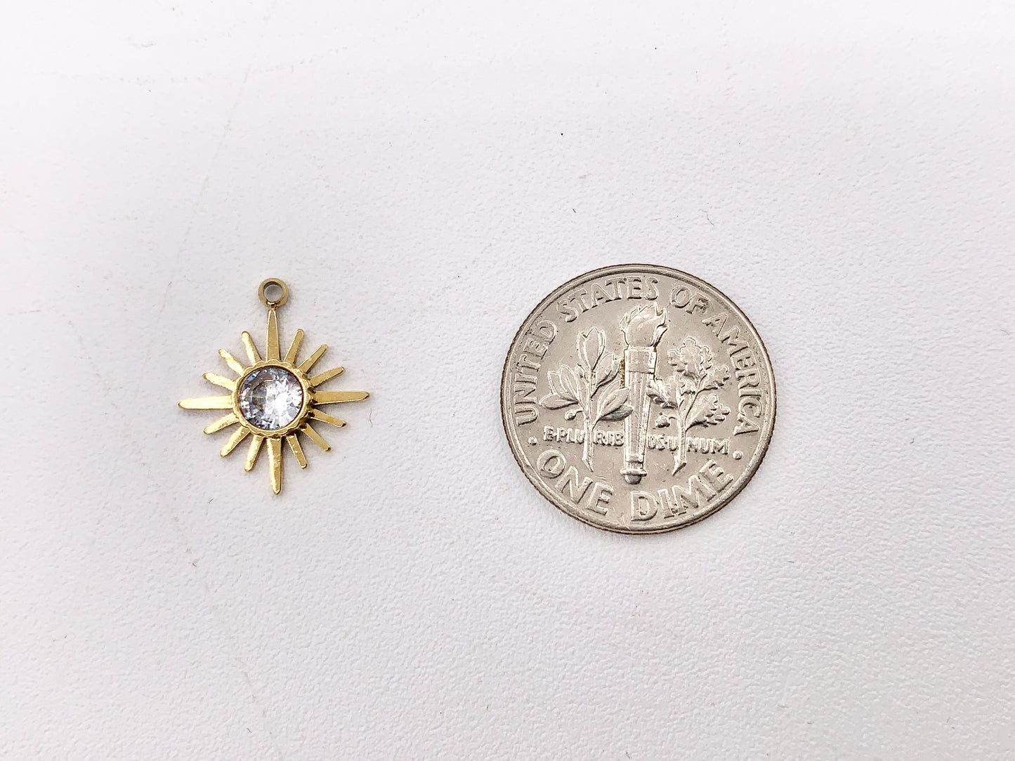 Adorable CZ Pave Starburst Charms in 18K Gold plated Stainless Steel 10 PCS