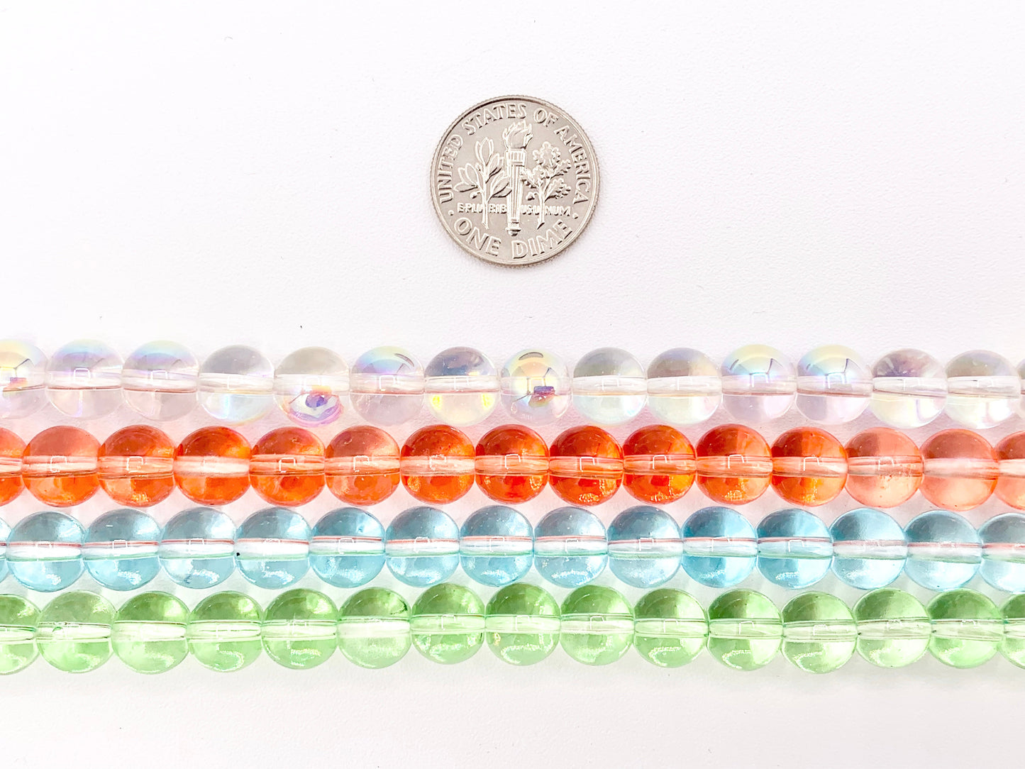 8mm Colorful Round Smooth Dyed Glass Beads Cute Transparent Glass Beads | 12 Colors Available