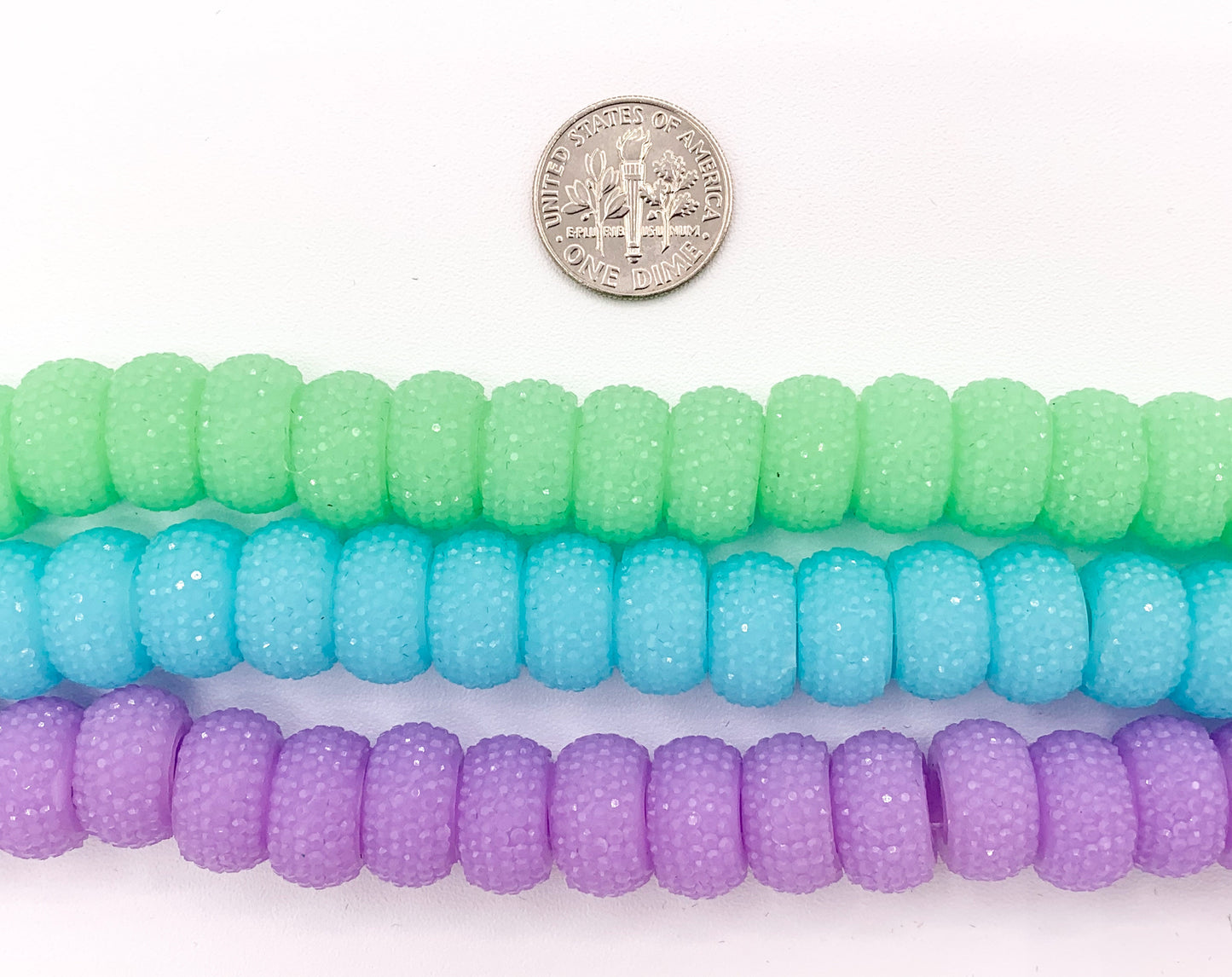 8x14mm Acrylic Druzy Shiny Wheel Shape Acrylic Beads Large Hole Rhinestone Acrylic Rondelle Beads 7" Long | Available in 16 Colors