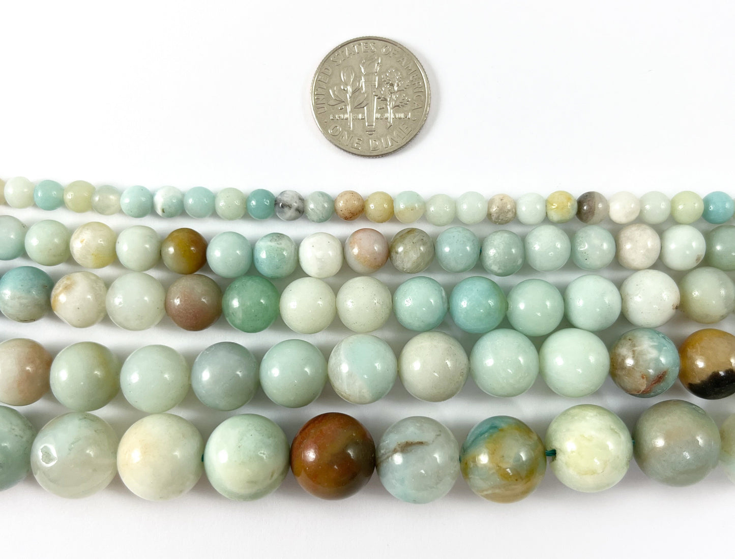 High Quality Amazonite Round Smooth Natural Blue Brown Stone Beads 4-12MM 14"-15"