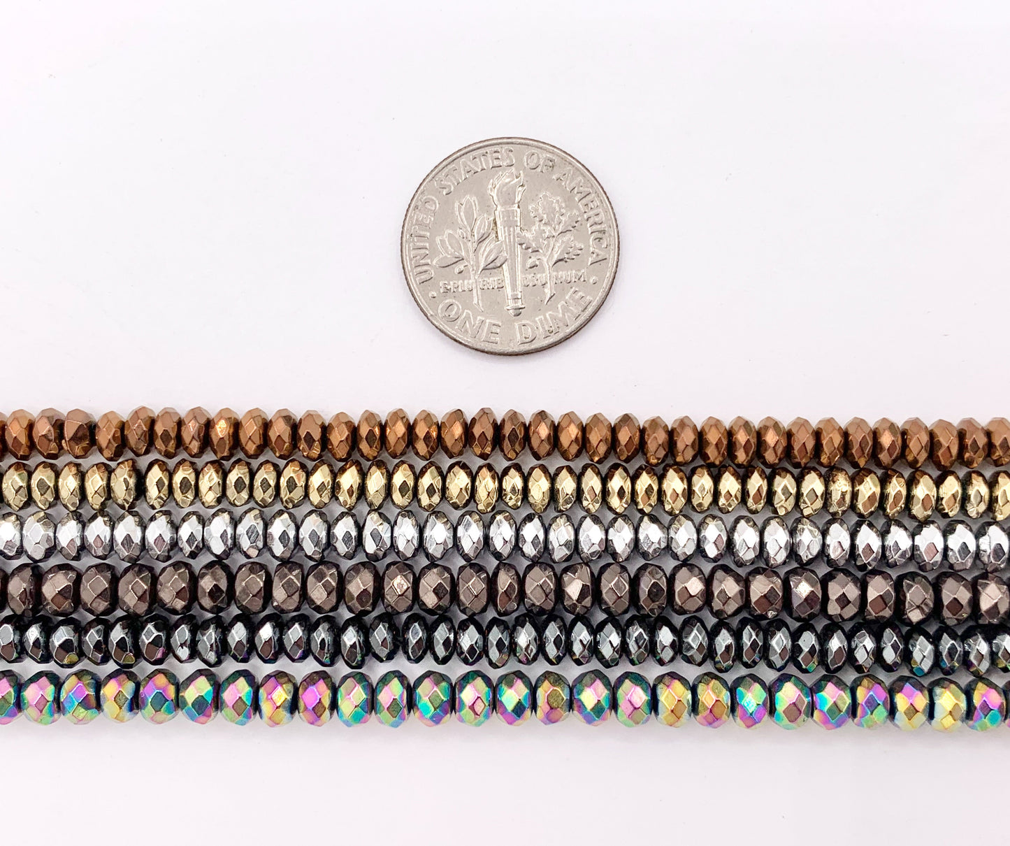 4mm Natural Hematite Rondelle Faceted Energy Beads Around 15" Available in 6 Colors 1 Strand
