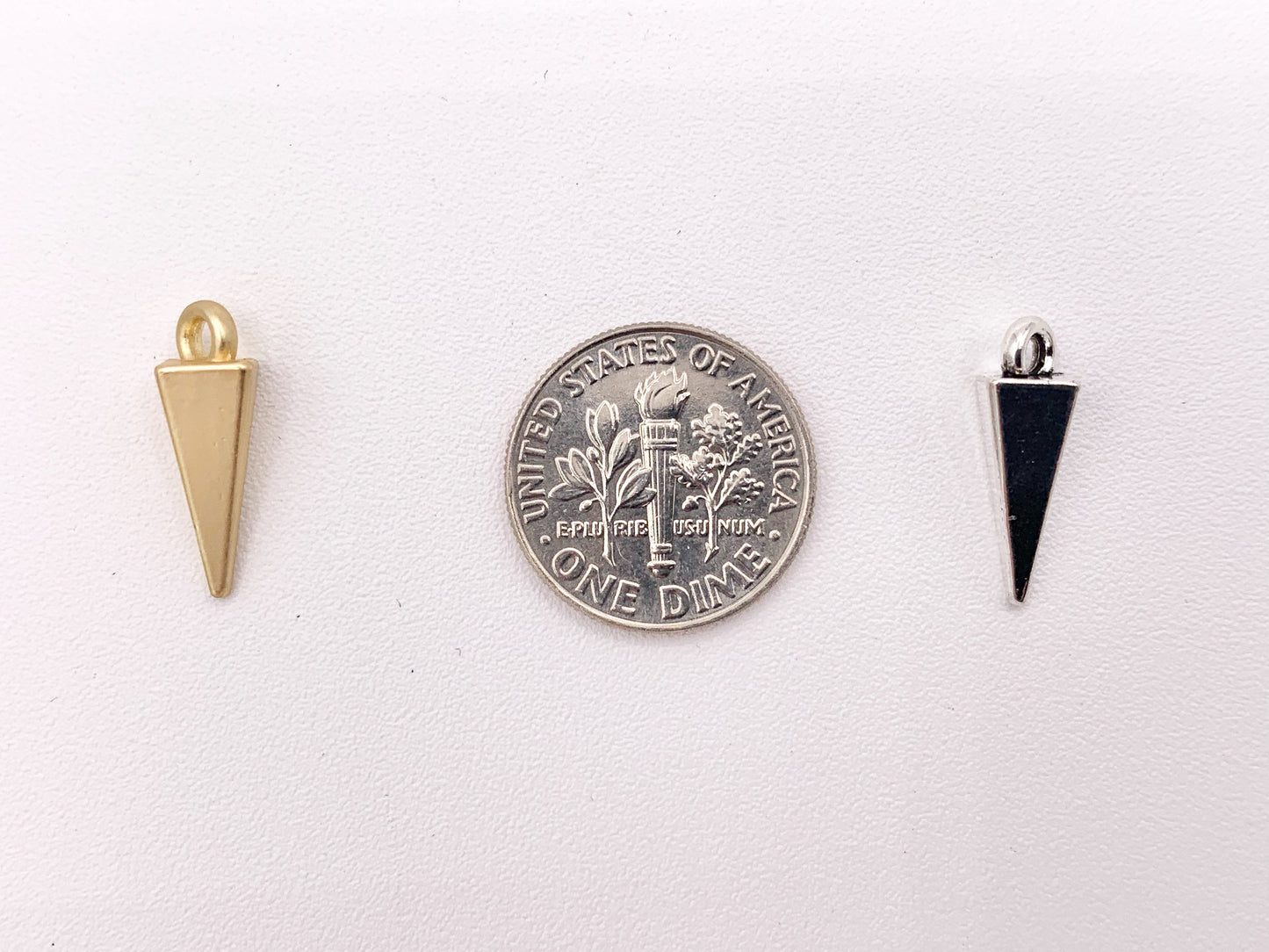 5x16mm Pewter Spike Charms Bulk Order in Matte Gold, Gold, Rosy Gold, Silver, Brass, Copper and Gunmetal