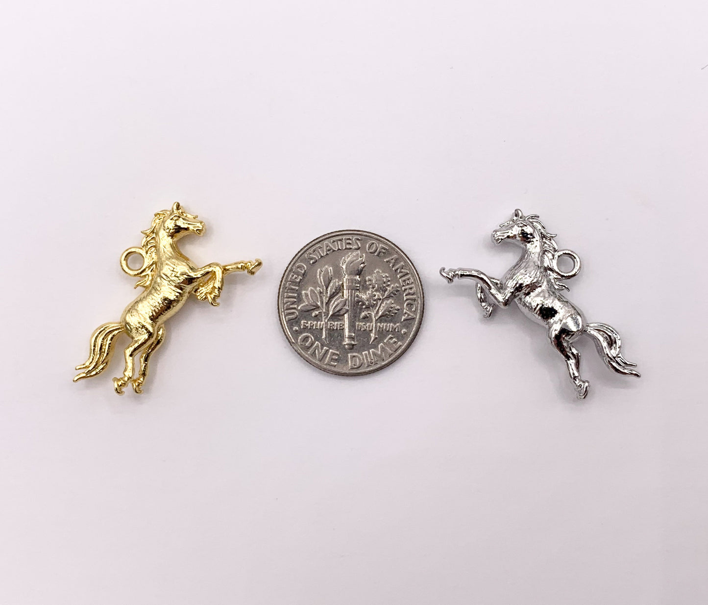 Detailed 3D Horse Charm in Real 18K Gold/Silver Plated Over Copper 10 PCS