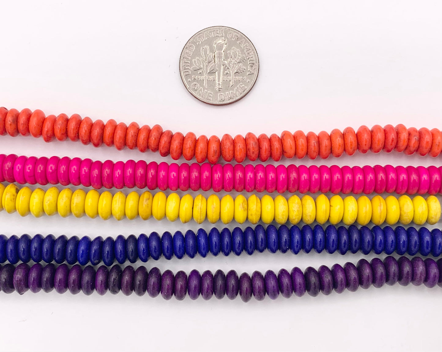 2x6mm Howlite Rondelle Beads White, Red, Turquoise, Multicolor, Green, Red, Dark Blue, Purple And More Around 15" Price 1 Strand