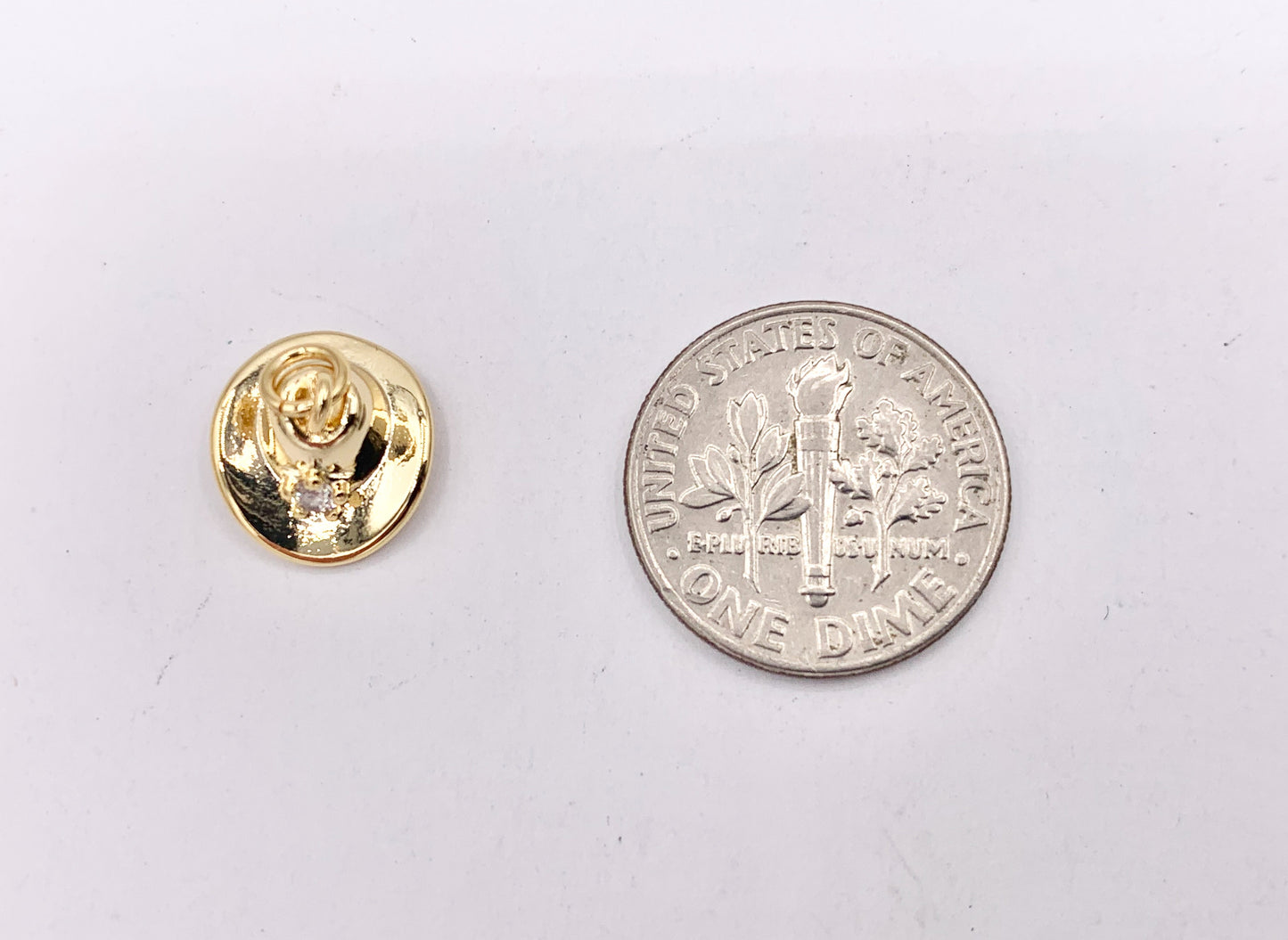Cute Tiny Western Cowboy Hat with CZ Pave Star Texas Ranch Charms in 18K Gold Plated Copper 10 PCS