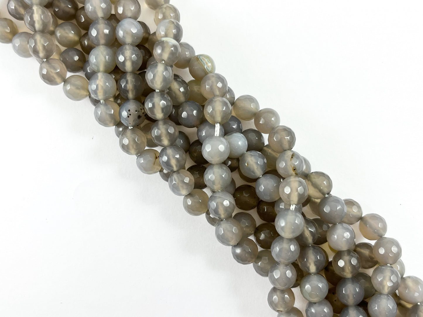 High Quality Gray Dyed Agate Round Faceted Natural Stone Beads 6mm 8mm 10mm 12mm 14mm Around 15"