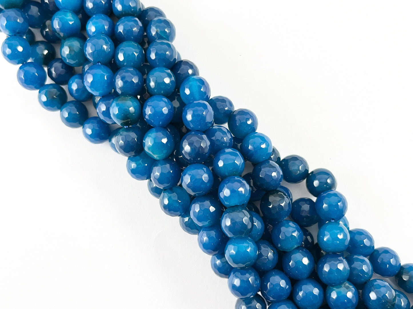 High Quality Blue Agate Round Faceted Natural Stone Beads 6mm 8mm 10mm 12mm Around 15"