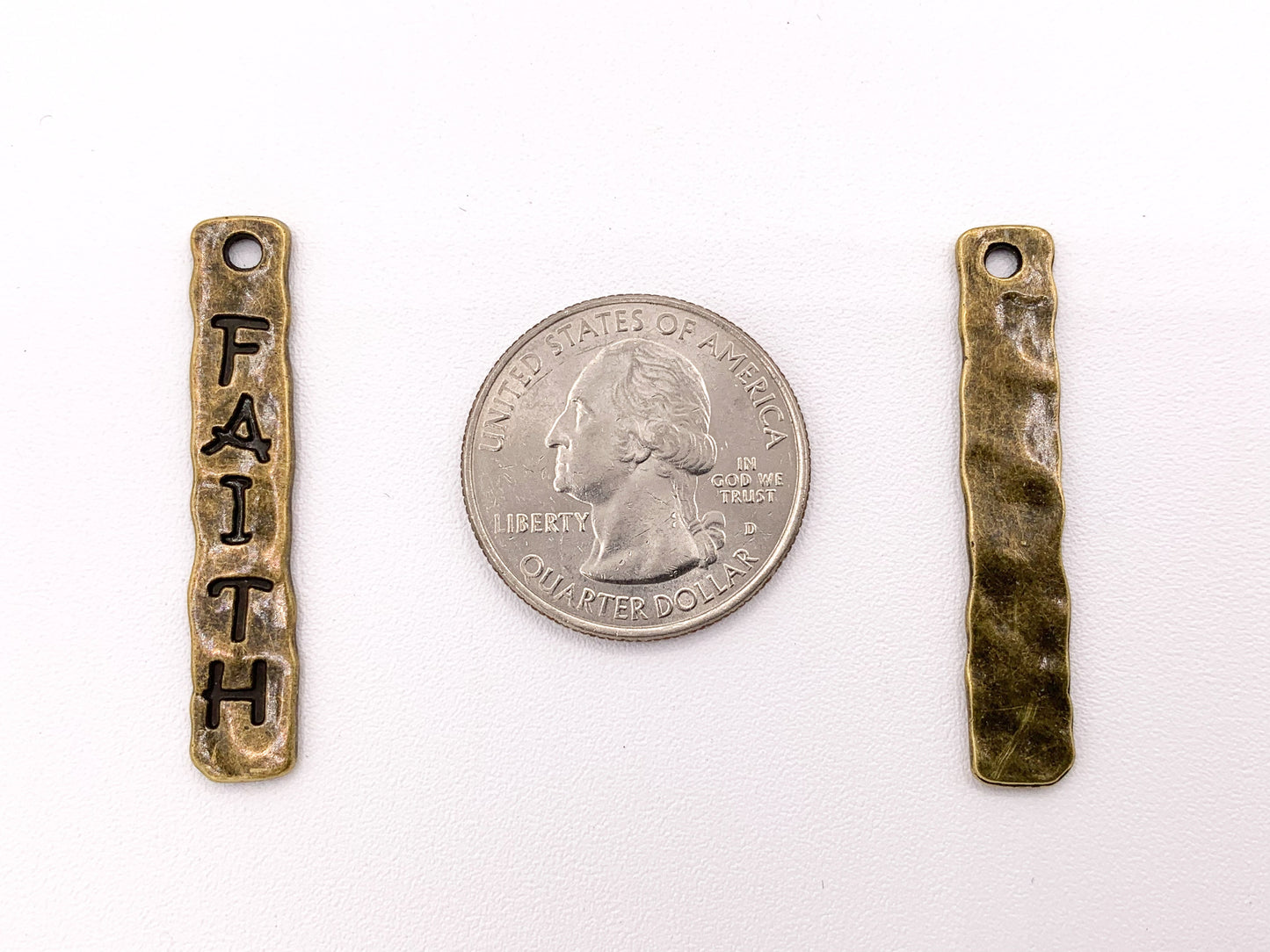 7x39mm/1.5 inches Pewter Hammered FAITH Bar Pendants Bulk Order in Gold, Silver, Copper, Brass, Gunmetal and Patina
