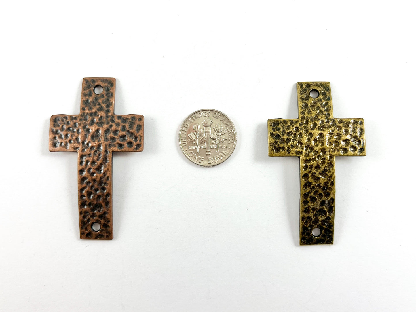 28x49mm Pewter Curved Cross Connectors Hammered Religious Cross Pendants Bulk Order in Antique Copper, Silver, Bronze, Patina