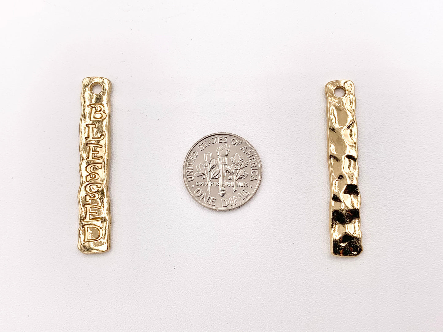 7x39mm/1.5 inches Pewter Hammered BLESSED Religious Bar Pendants Bulk Order in Gold, Silver, Copper And Brass