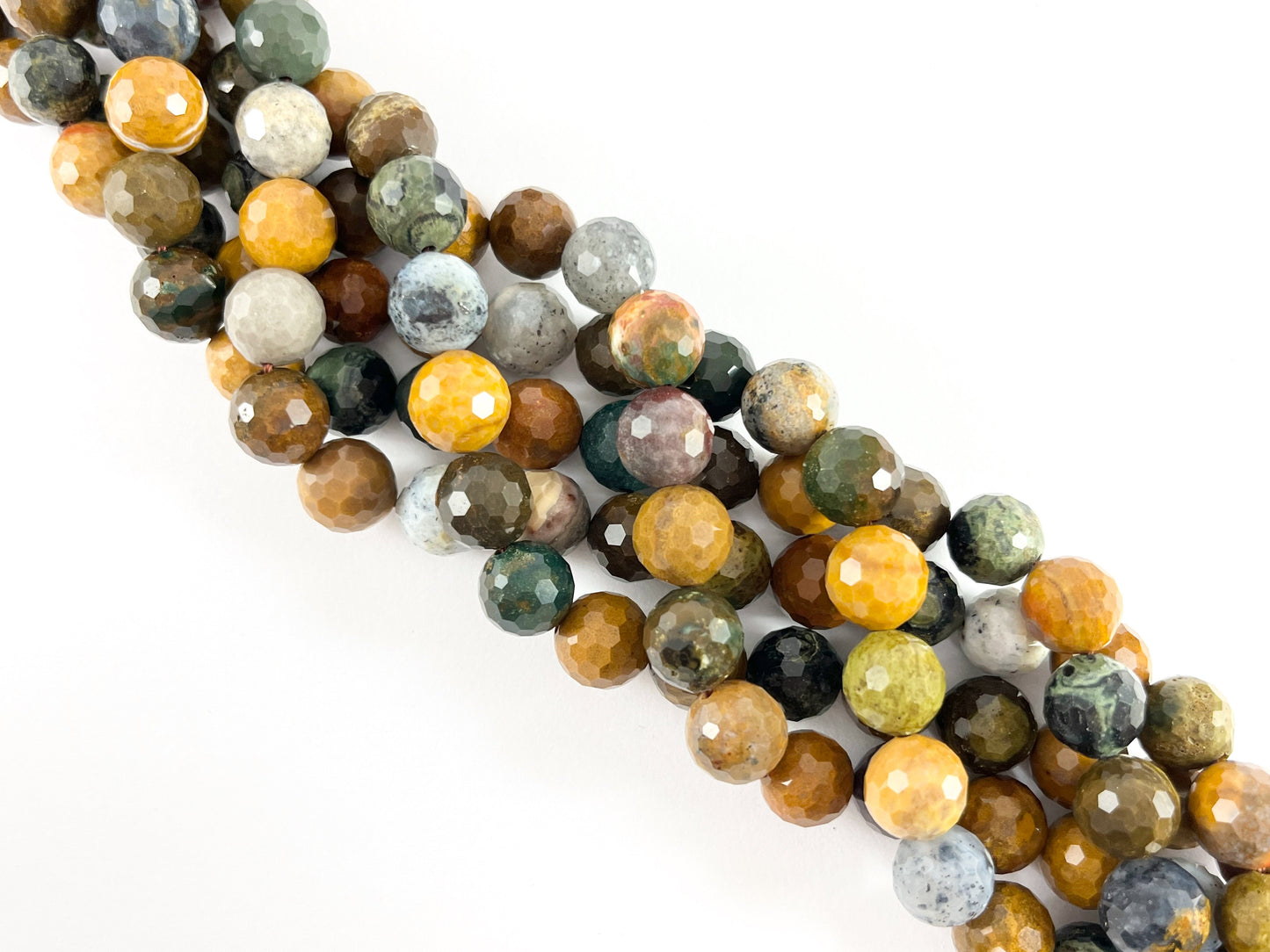 Hight Quality Yellow Ocean Jasper Hand Cut Faceted Natural Stone Round Rondelle Beads 6mm 8mm 10mm