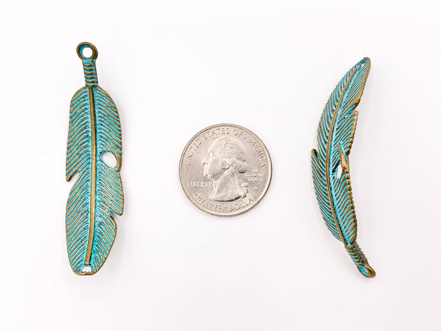 15x57mm/ 2.25 inches Pewter Feather Connectors Native American Indian Style Bulk Order in Antique Gold, Silver, Copper, Brass And Patina