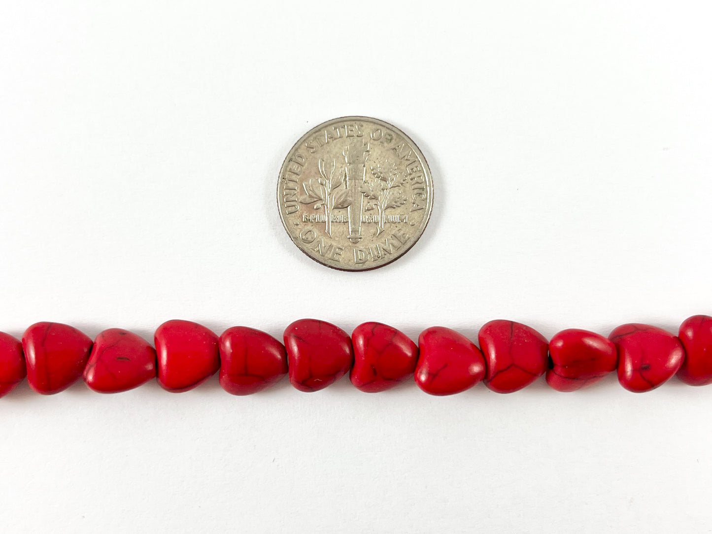 8mm Valentine's Day Heart Shape Howlite Beads Available in Red, Turquoise and White Color Around 15"