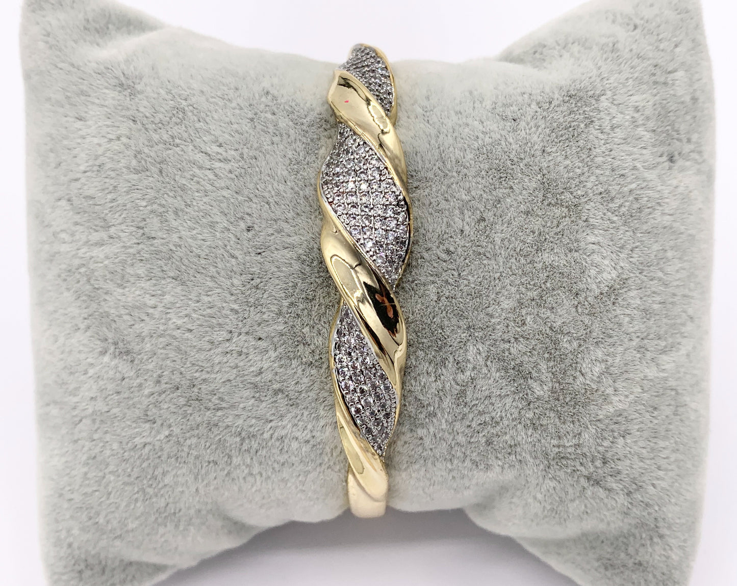 2 Tone Minimalist Twisted Adjustable Bangle in Gold/Silver Plated over Brass 1 PC