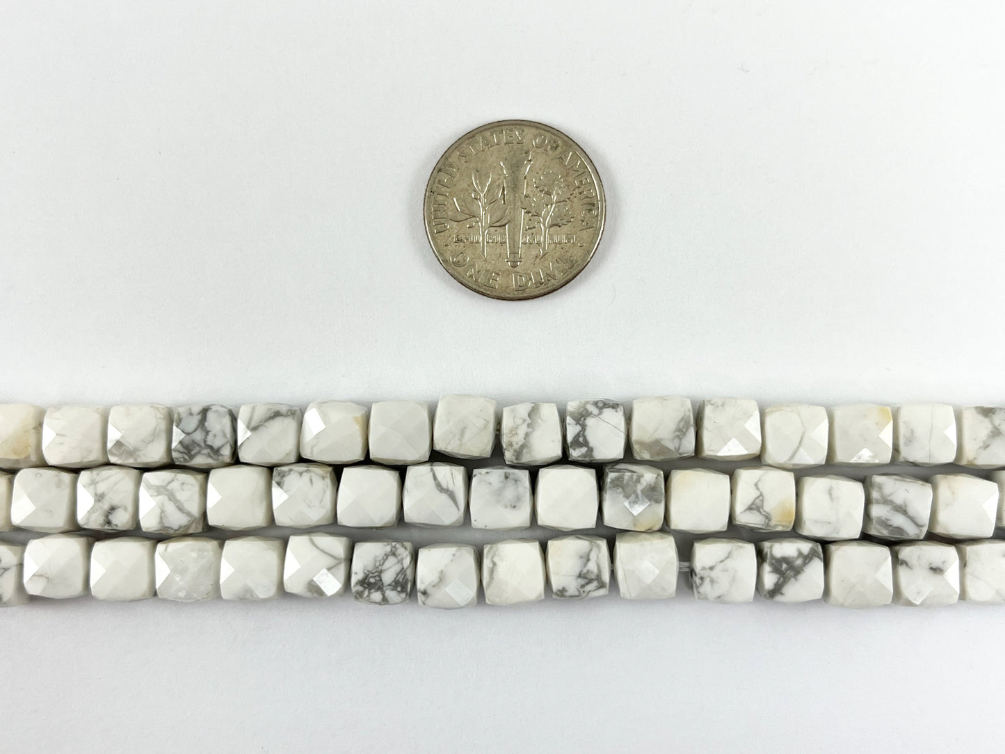 Natural White Howlite Faceted Cube Beads Natural White and Black Color Stone 5mm 6mm