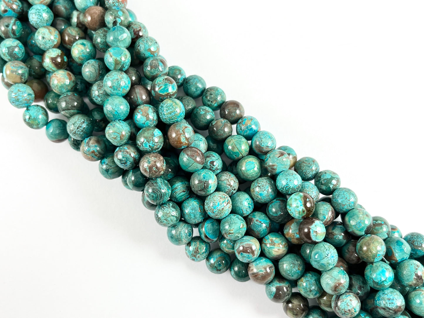 Turquoise Mushroom Jasper Beads Round Shiny Polished Smooth Natural Stone Beads 6mm 8mm 10mm 12mm Around 14-15"