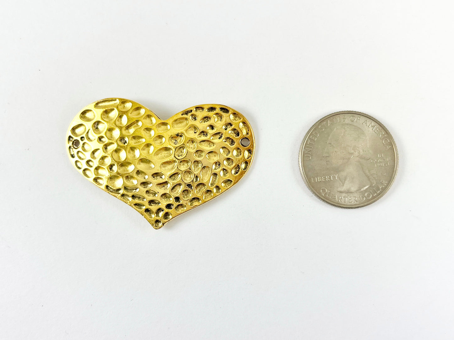 Pewter Heart Connectors Curved Hammered Valentine's Day Heart Pendants in Gold, Silver, Copper, Bronze and Patina Color