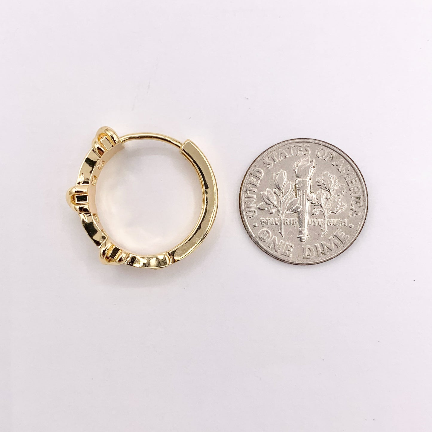 20mm Baguette Earring Hoop Huggies in CZ Pave Real Gold 18K Over Copper 4 PAIRS