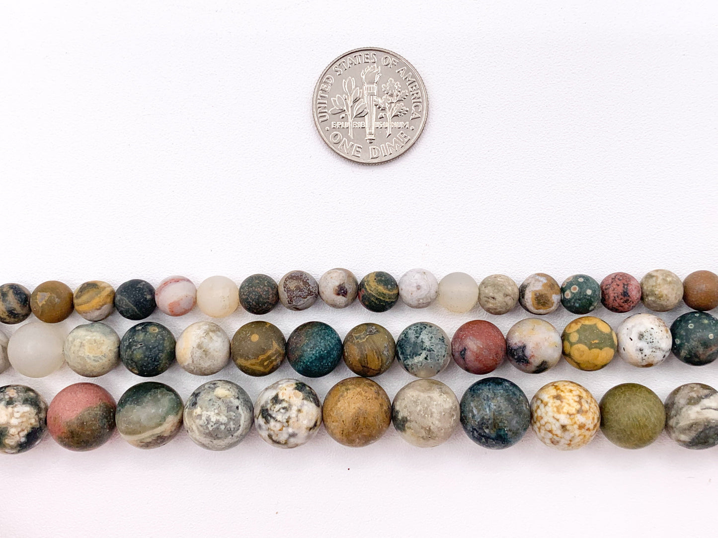 Matte Natural Ocean Jasper Round Smooth Natural Gemstone Beads For Men/Women's Jewelry Making 15"-16" 6mm 8mm 10mm