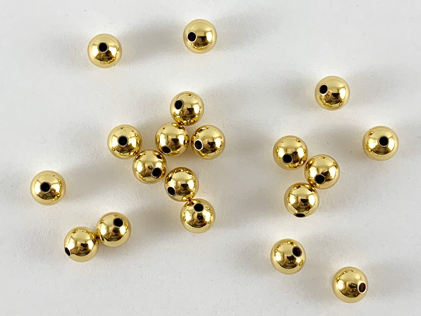Real Gold 18K Plated Round Ball Spacer Beads Over Brass 25g
