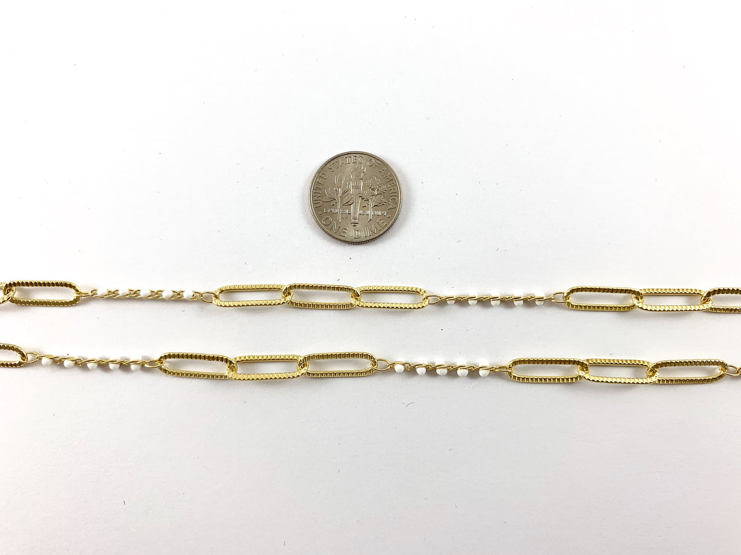 18K Gold Plated Paperclip with Enamel Dot Chain