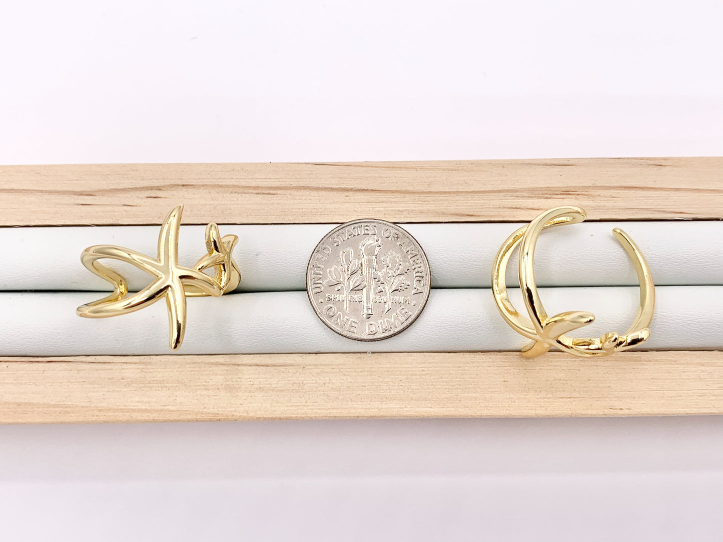 Cute Starfish Minimalist Ring Sealife Adjustable Ring in 18K Gold Plated Copper 5 PCS