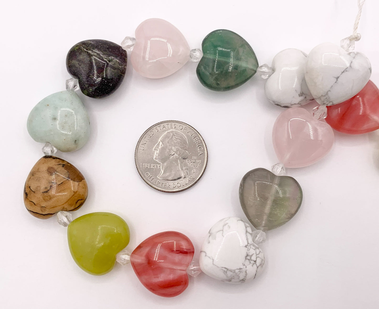 20mm Puffy Heart Shape Natural Quartz/ Rose Quartz/ Red Jasper/ Lemon Jade/ Mix Stone Beads Valentine's Day Beads 14" Price 1 Strand