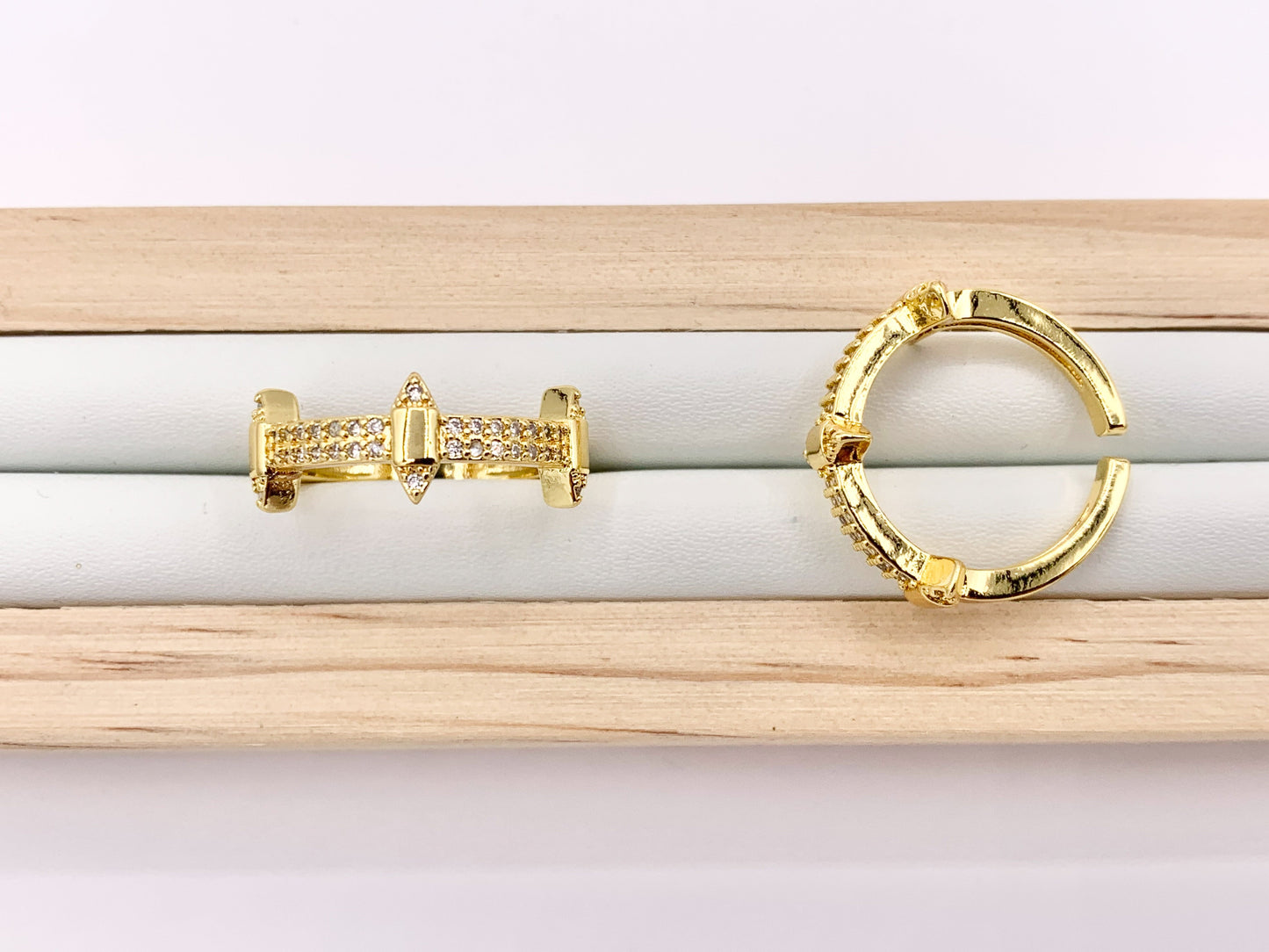 Dainty Spikes Stackable Rings in Gold 18K Plated Copper CZ Pave Adjustable Ring 4 PCS