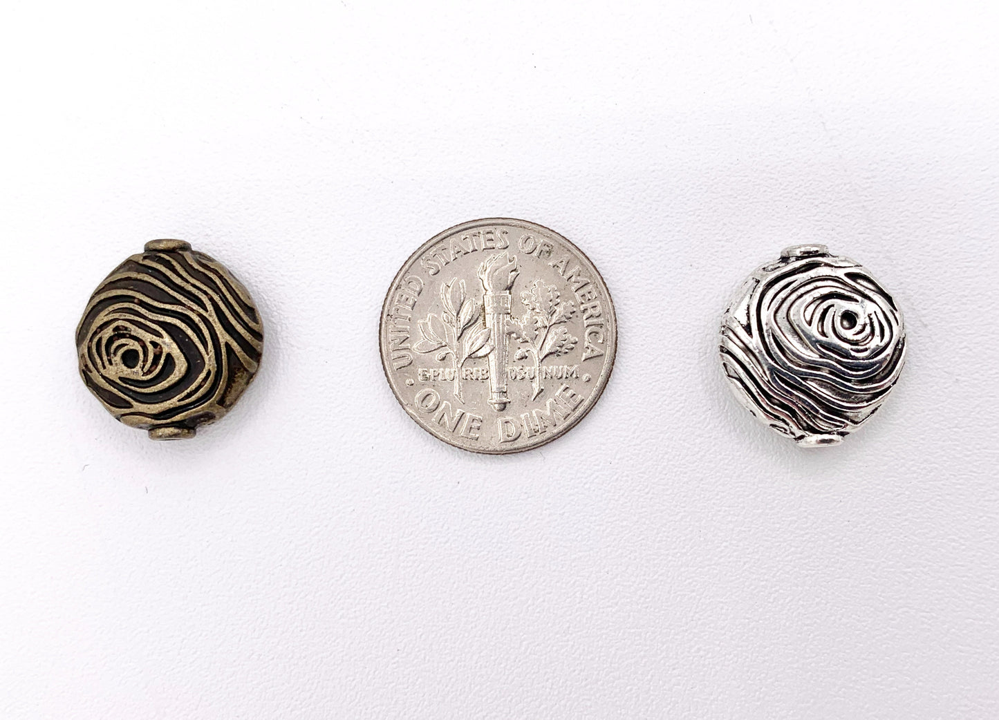 13x14mm Pewter Swirl Coin Spiral Spacer Beads Rosy Gold, Silver, Bronze, Gunmetal And Patina