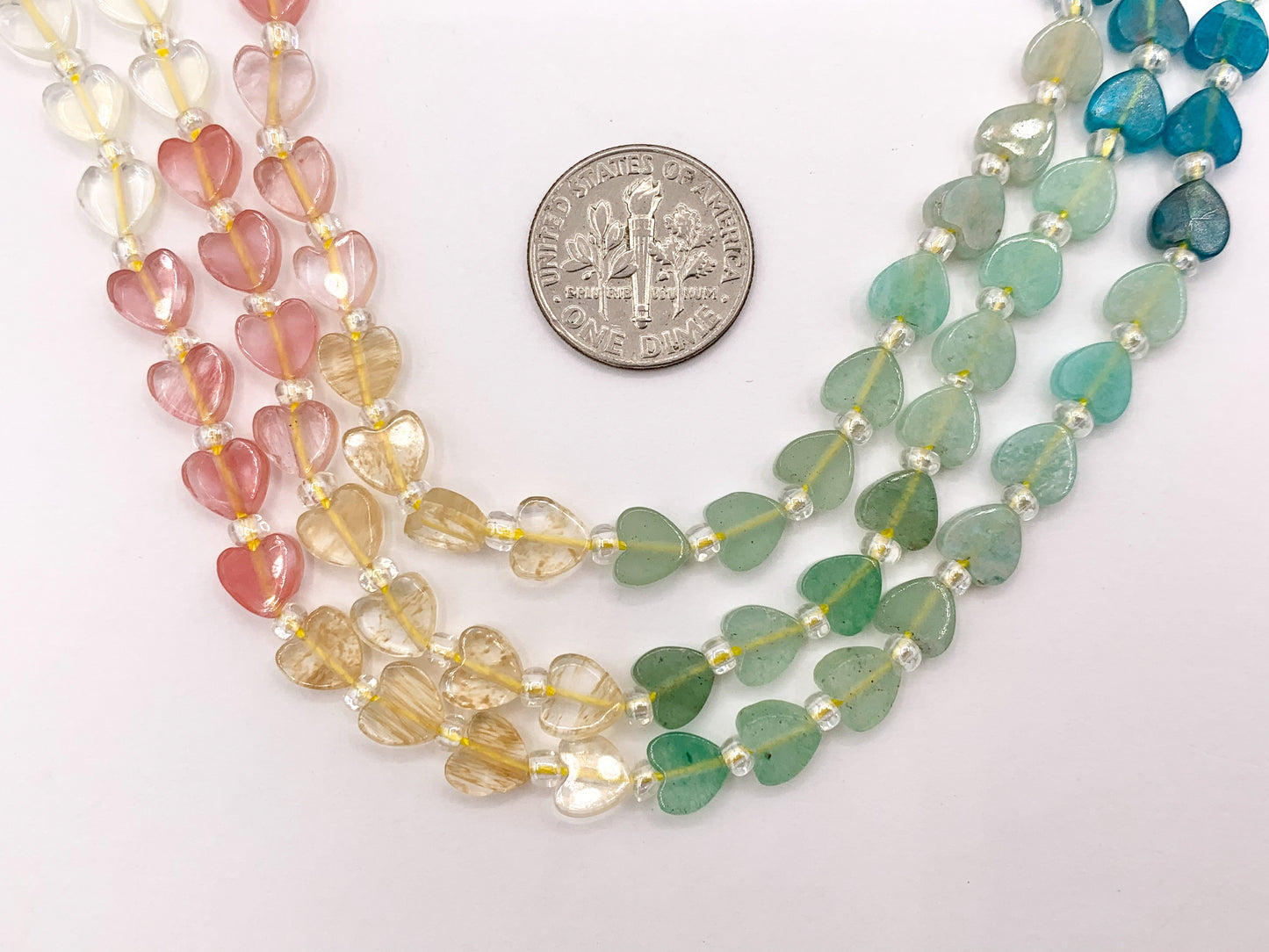 6mm Heart Shape Hand Cut Mixed Gemstone Beads Valentine's Day Heart Beads 14-15" Dyed Jade/Quartz/African Turquoise/Lapis/Agate Etc 1 Strand