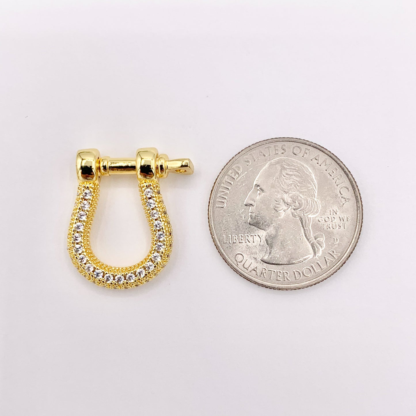 Horseshoe Carabiner Screw Clasps in 18K Gold Plated Copper With CZ Pave 5 PCS
