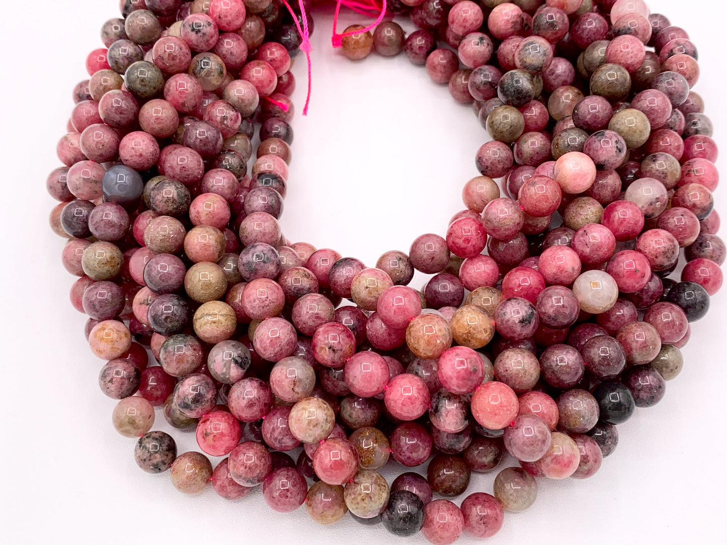 Zambian Rhodonite Round Smooth Shiny Natural Pink Gemstone Beads 5mm 7mm 9mm For Jewelry Making 15"