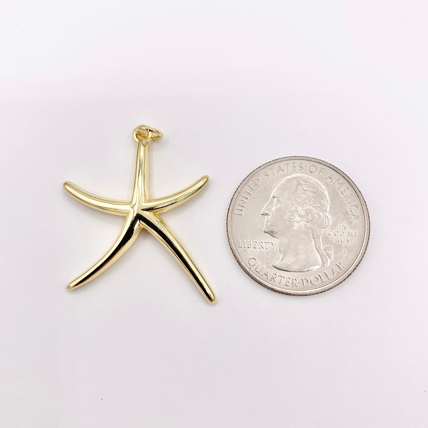 Large Starfish Charms Pendants Plated in 18K Gold Copper Base 8 PCS