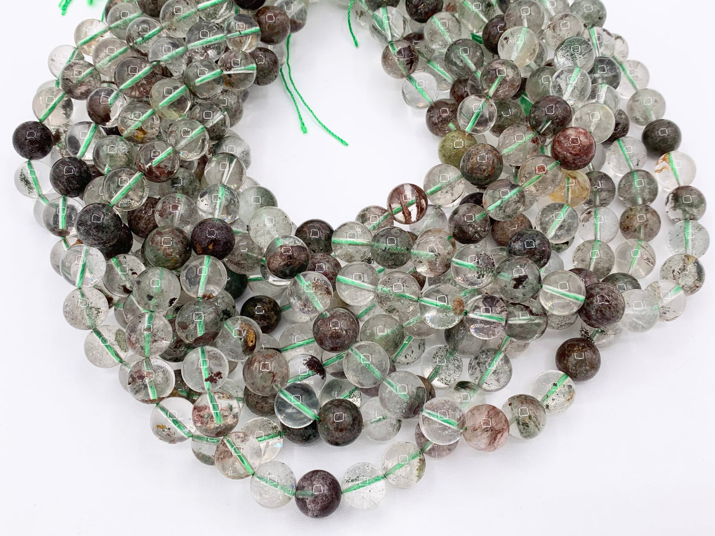 Natural Green Phantom Quartz Round Smooth Shiny Natural Gemstone Beads 6mm 8mm 10-11mm Around 15"
