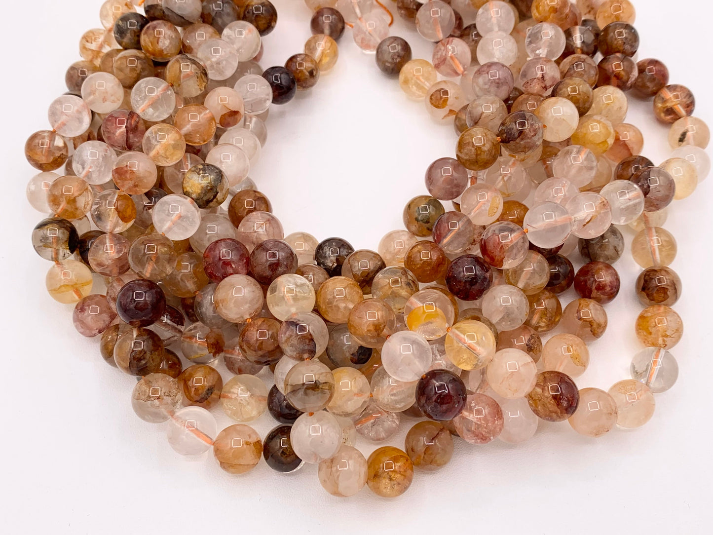 Natural Red Hematoid Quartz Round Smooth Natural Stone Beads 6mm 8mm 10mm Around 15"
