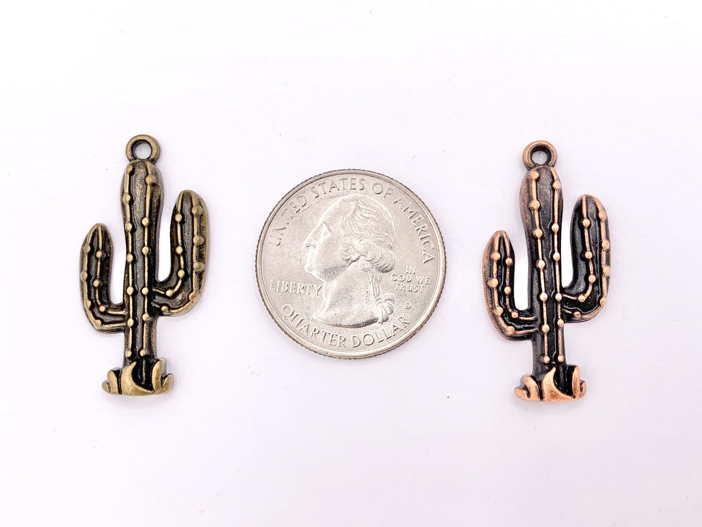 16x33mm Pewter Cactus Pendants Bulk Order in Rosy Gold, Silver, Brass, Copper 125 Grams