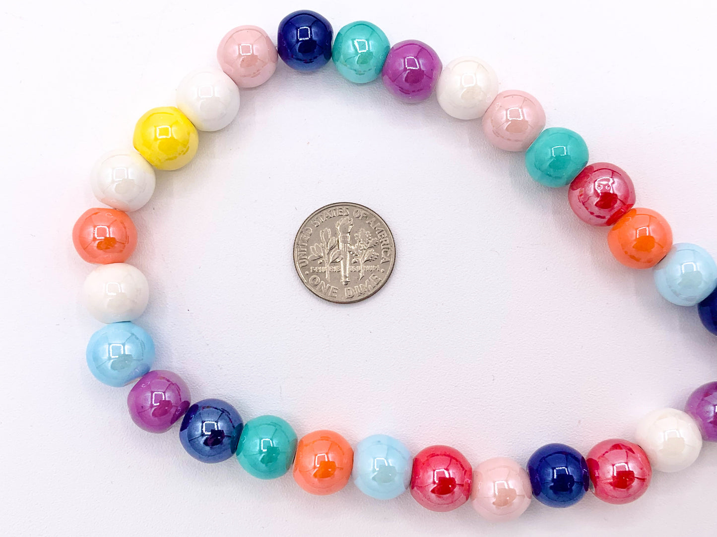 10mm Electroplated Ceramic Porcelain Beads Large Hole Round Shiny Glossy Beads For Jewelry Making In 11 Colors Around 11"
