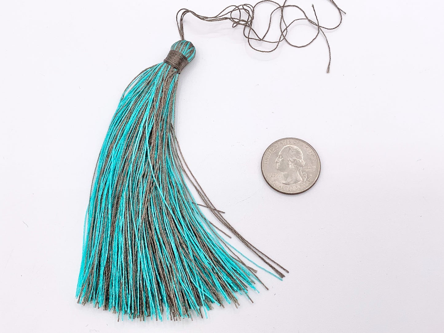4.75 inches Long Silk Tassel Beautiful Mixed Color Handmade Tassel Large Mala Tassel Magenta/Green, Black/White, Aqua/Gray