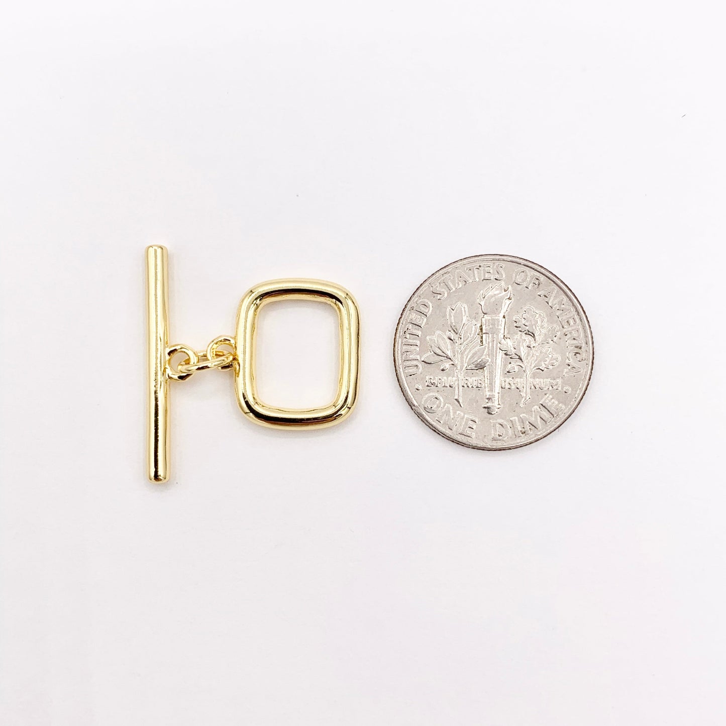 Minimalist Rectangular Toggle in Real Gold 18K Plated Over Copper 10 PCS