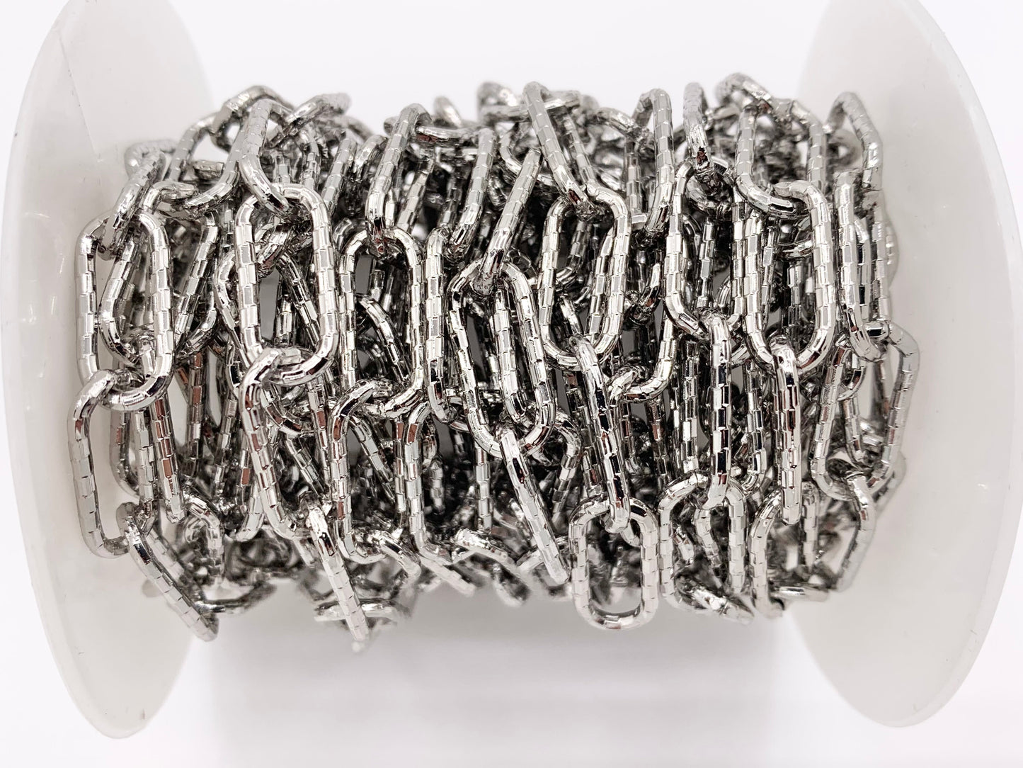 Faceted Paperclip Link Chain in Real 18K Gold/Silver Plated Copper By The Spool For Jewelry Making