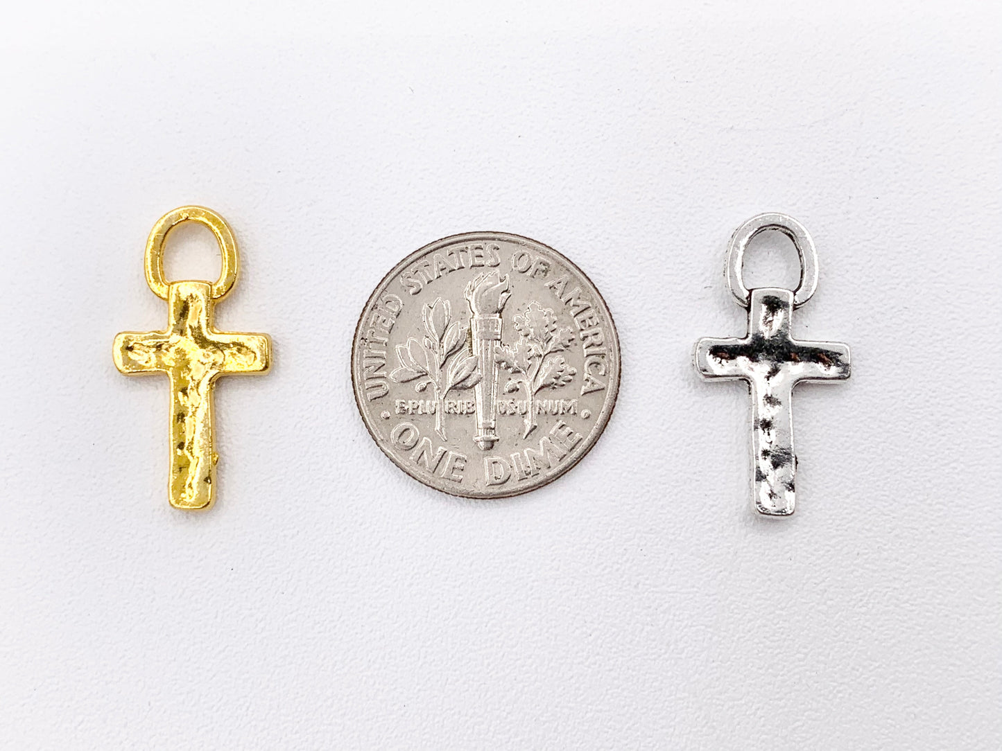 10x20mm Pewter Small Cross Charms Tiny Religious Pendant Bulk Order Gold, Silver, Bronze, Copper