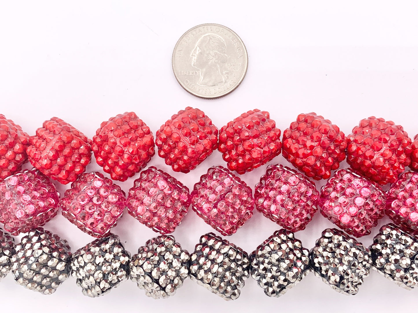 20mm Acrylic Rhinestone Cube Beads Shiny Dice Sparkle Gumball Resin Beads For Jewelry Making 7" |Available in 8 Colors